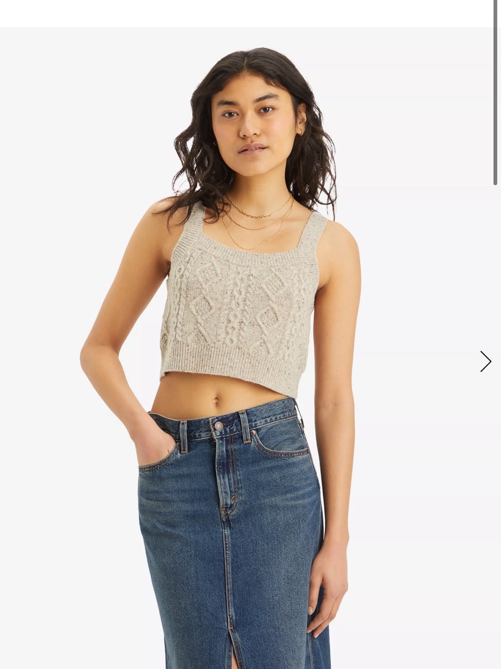 Levi's Beige Cable-Knit Cropped Tank